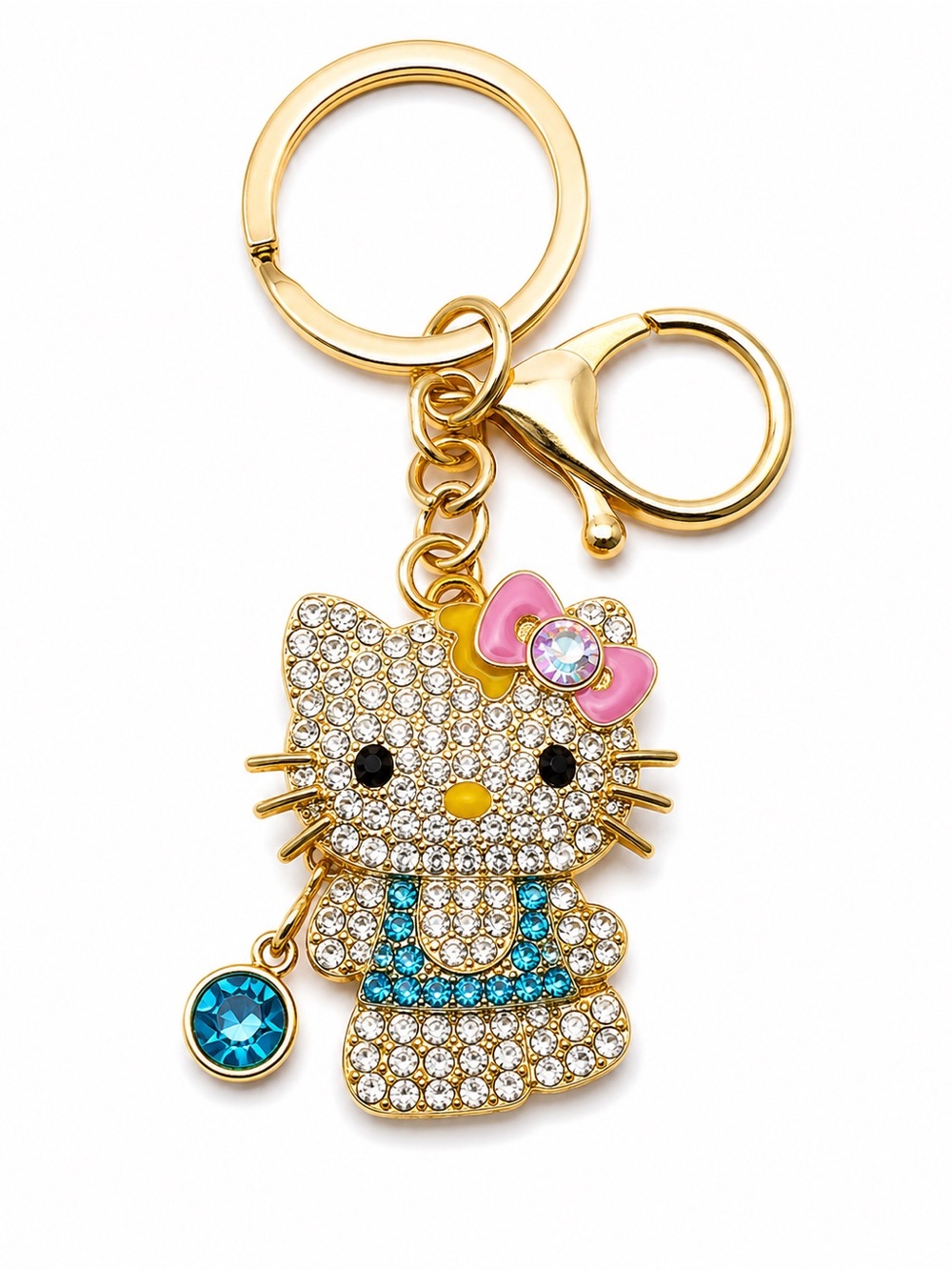 Hello Kitty Rhinestone Keychain Gold Tone Bag Charm Choose Color - Picture 7 of 7